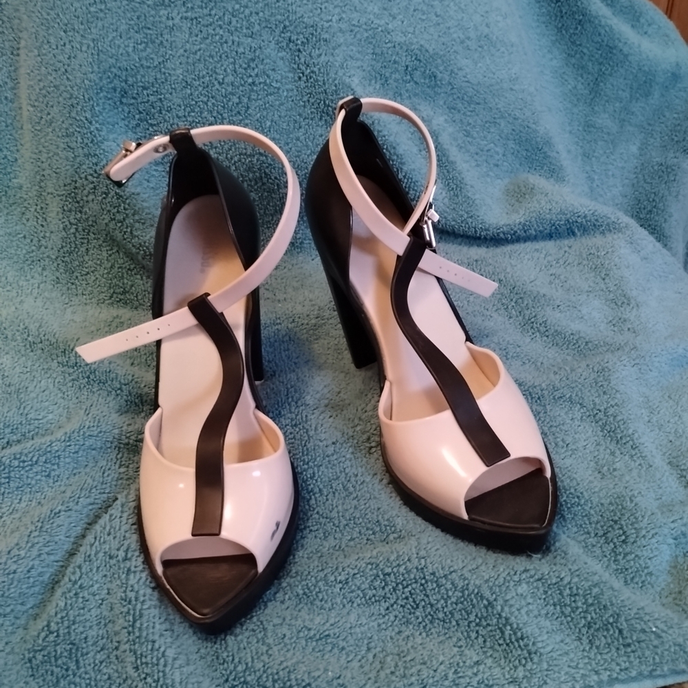 Melissa Black and Pink Platform Heels